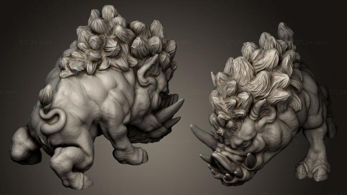 Animal figurines (Giant Dire Boar, STKJ_0549) 3D models for cnc